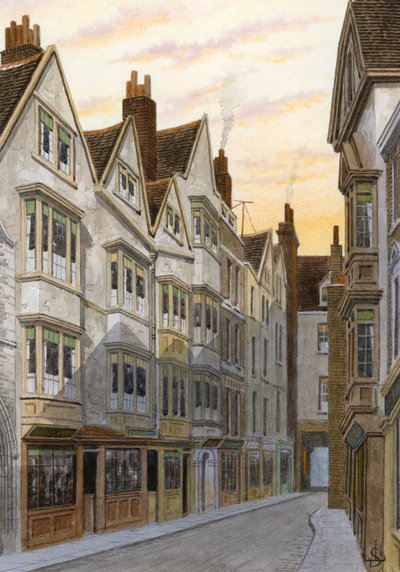 Cloth Fair, Smithfield (wc på papir) av English School