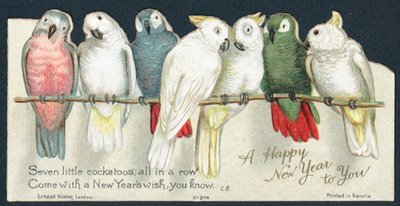 Kakadus, Neujahrskarte von English School