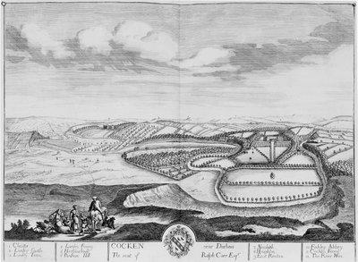 Cocken nær Durham, ca. 1710 (etsing) av English School