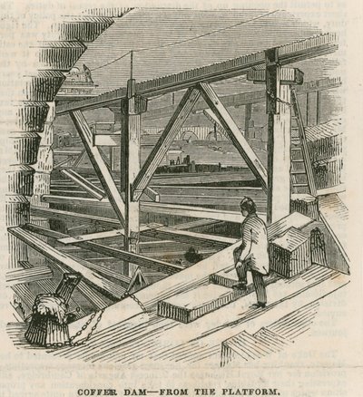 Coffer dam, Westminster Bridge, fra plattformen av English School