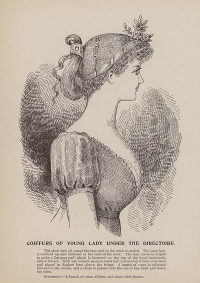 Frisur einer jungen Dame unter dem Direktorium (Gravur) von English School