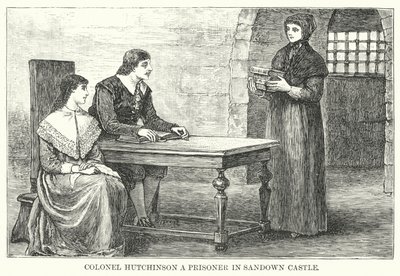 Oberst Hutchinson en fange i Sandown Castle (gravering) av English School