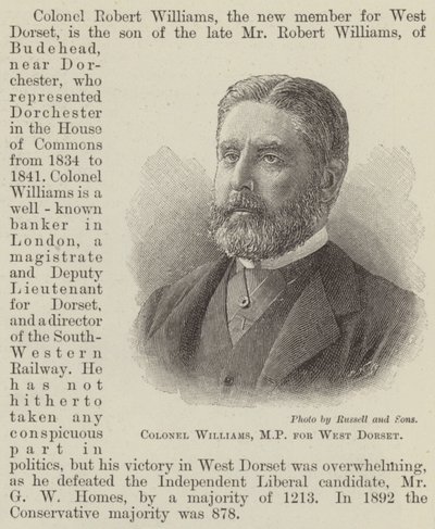 Oberst Williams, MP for West Dorset (gravering) av English School