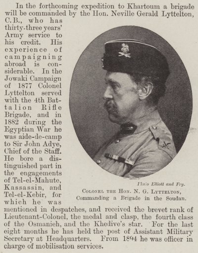 Oberst den ærede NG Lyttelton, kommanderte en brigade i Soudan (gravering) av English School