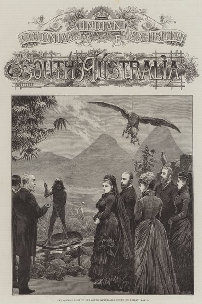 Colonial and Indian Exhibition, South Australia, Dronningens besøk til South Australian Court, fredag 21. mai (gravering) av English School