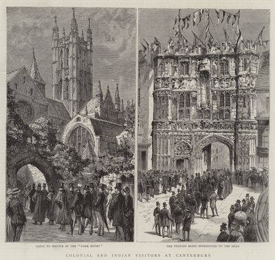 Koloniale og indiske besøkende på Canterbury (gravering) av English School