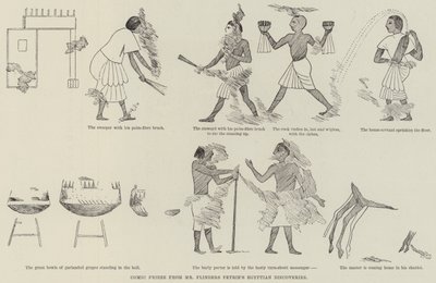 Tegneseriefrise fra Mr Flinders Petries egyptiske oppdagelser (gravering) av English School