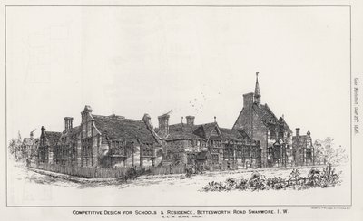 Konkurransedyktig design for skoler og bolig, Bettesworth Road, Swanwore, Isle of Wight (gravering) av English School