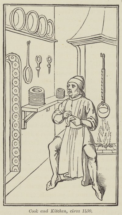 Cook and Kitchen, rundt 1430 (gravering) av English School