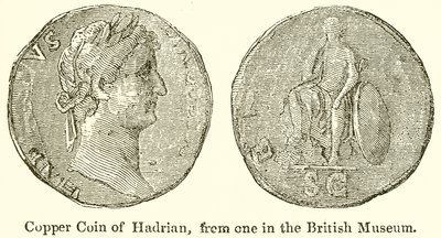 Kobbermynt av Hadrian, fra en i British Museum av English School