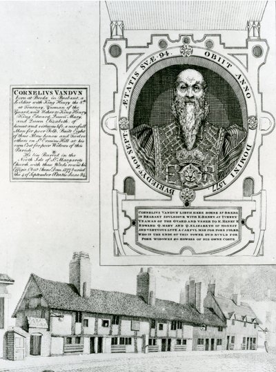 Cornelius Van Dun (1483-1577) Memorial and Almshouses, 1798 av English School