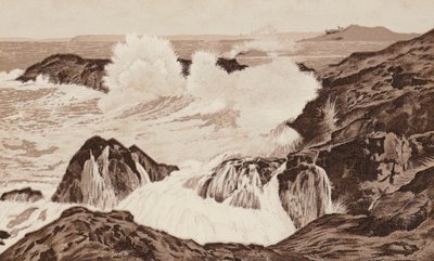 Cornwall: Ved Clodgey Point, St Ives (litho) av English School