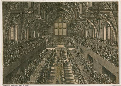 Kroningsbankett av James II, 1685, i Westminster Hall, London av English School