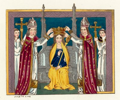 Kroning av Anne of Bohemia (farget gravering) av English School
