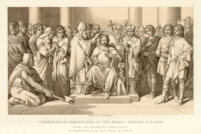 Kroningen av Harold King of the Anglo Saxons av English School