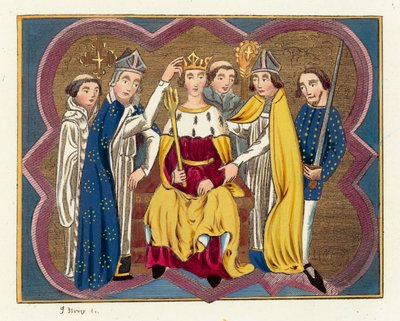 Kroning av kong Richard II (farget gravering) av English School