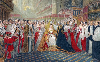 Kroningen av dronning Victoria i 1837 (trykk) av English School