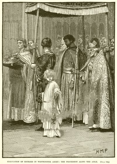 Kroning av Richard i Westminster Abbey: Prosesjonen langs midtgangen av English School