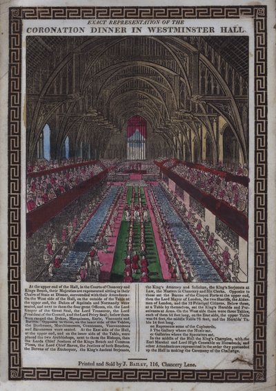 Kroning av hans Majestet [dvs. George III] i Westminster (farget tresnitt) av English School