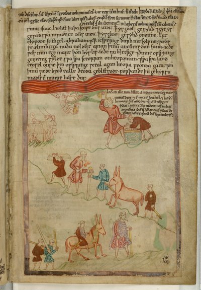 Bomull Claudius B. IV f.38, 1. Mosebok. En historie om en reise, fra 