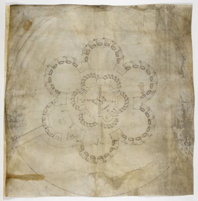 Bomull MS. Augustus I.i.67 Ground Plan of Deal Castle (blekk på pergament) av English School