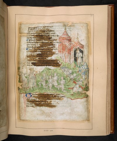 Bomullsmanuskript Tiberius A VII/1 fol. 75r, sent på 1400-tallet (pergament) av English School