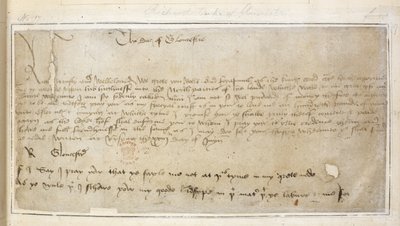 Cotton Vespasian MS F III f.19 Richards første bevarte brev til Sir John Say av English School