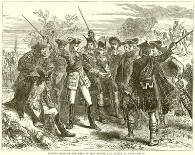 Råd holdt av jarlen av Mar før slaget ved Sheriffmuir av English School