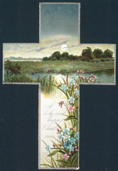 Country Scene inne Cross, julekort av English School