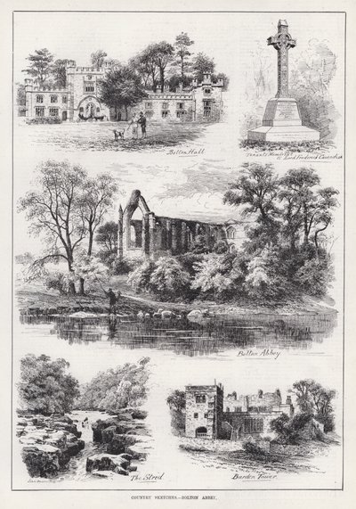 Country Sketches, Bolton Abbey (gravering) av English School