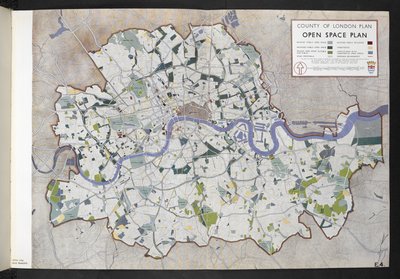County of London Open Space Plan / utarbeidet for London County Council av J.H. Forshaw og Partick Abercrombie av English School