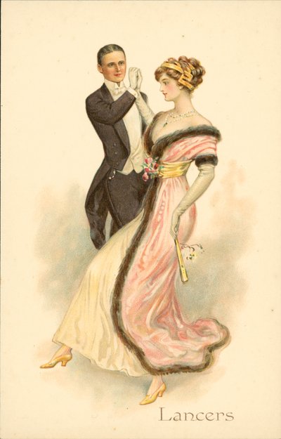 Par som danser Lancers (chromolitho) av English School
