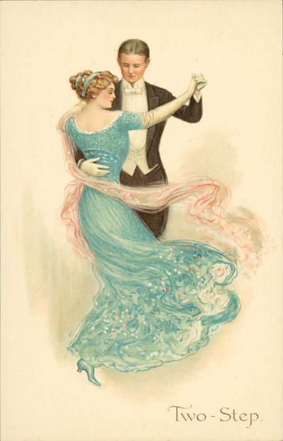 Par som danser totrinnsdans (chromolitho) av English School