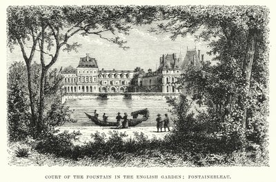 Court of the Fountain in the English Garden, Fontainebleau (gravering) av English School