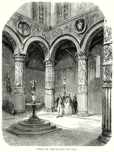 Palazzo Vecchios gårdsplass (gravering) av English School