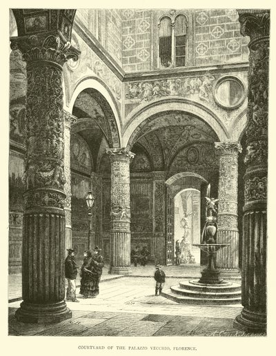Gårdsplassen til Palazzo Vecchio, Firenze av English School