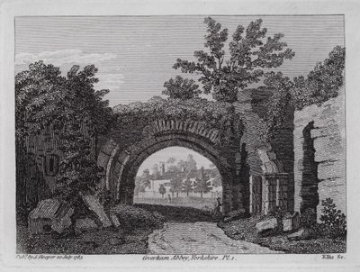 Coverham Abbey, Yorkshire (gravering) av English School