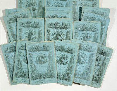 Omslag fra Monthly Issues of Little Dorrit av Charles Dickens (1812-70), utgitt ca. 1856 av English School