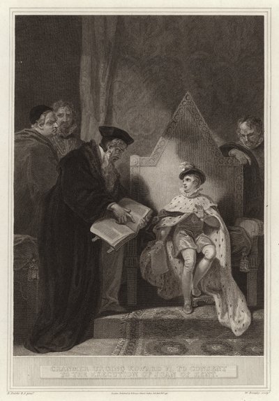 Cranmer oppfordret Edward VI til å samtykke i henrettelsen av Joan of Kent av English School
