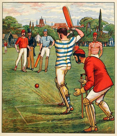 Cricket, fra British Sports and Games, pub. C. 1880. av English School