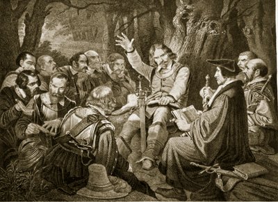 Cromwell før slaget ved Dunbar, 1650, illustrasjon fra Hutchinsons Story of the British Nation, ca. 1923 av English School