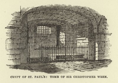 Crypt of St Pauls, graven til Sir Christopher Wren av English School