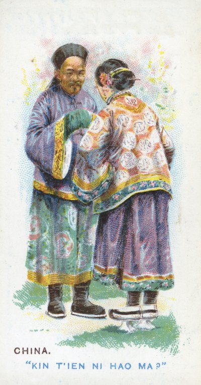 Übliche Begrüßung in China, 1907 von English School