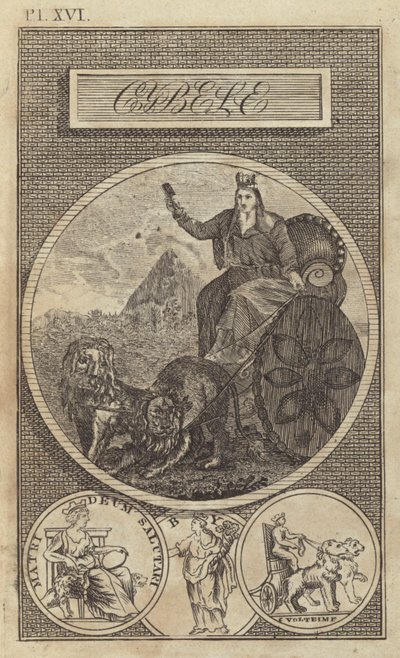 Cybele , gammel anatolsk, gresk og romersk jordgudinne (gravering) av English School