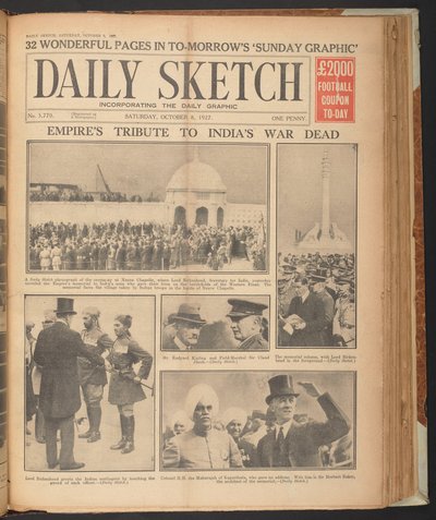 Daily Sketch, som viser Rudyard Kipling på Neuve Chapelle, 8. oktober av English School