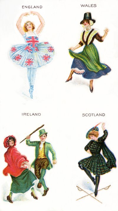 Dansere fra de britiske øyer, sigarettkort, 1915 (se også 472941, 472966,472956,472963) av English School
