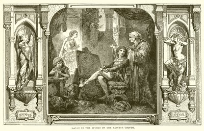 Dante i studioet til maleren Giotto av English School