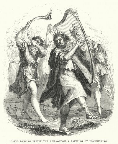 David danser foran arken, fra et maleri av Domenichino (gravering) av English School