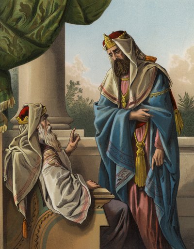 David gir en befaling til Salomo (chromolitho) av English School