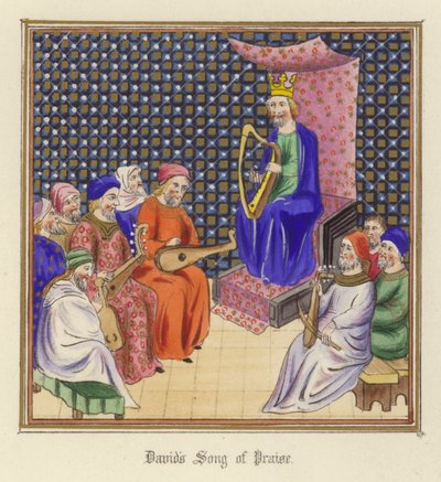 Davids lovsang (farge litho) av English School